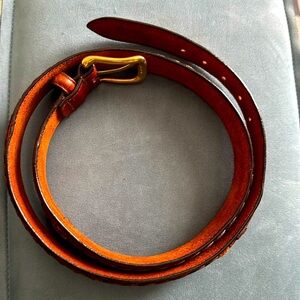 Classic Brown Leather Belt with Gold Buckle